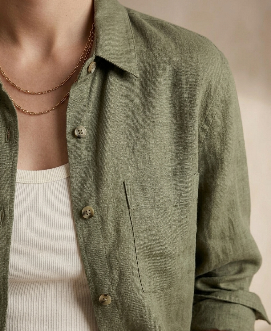 Cielera Classic Relaxed-Fit Linen Button-Down Shirt