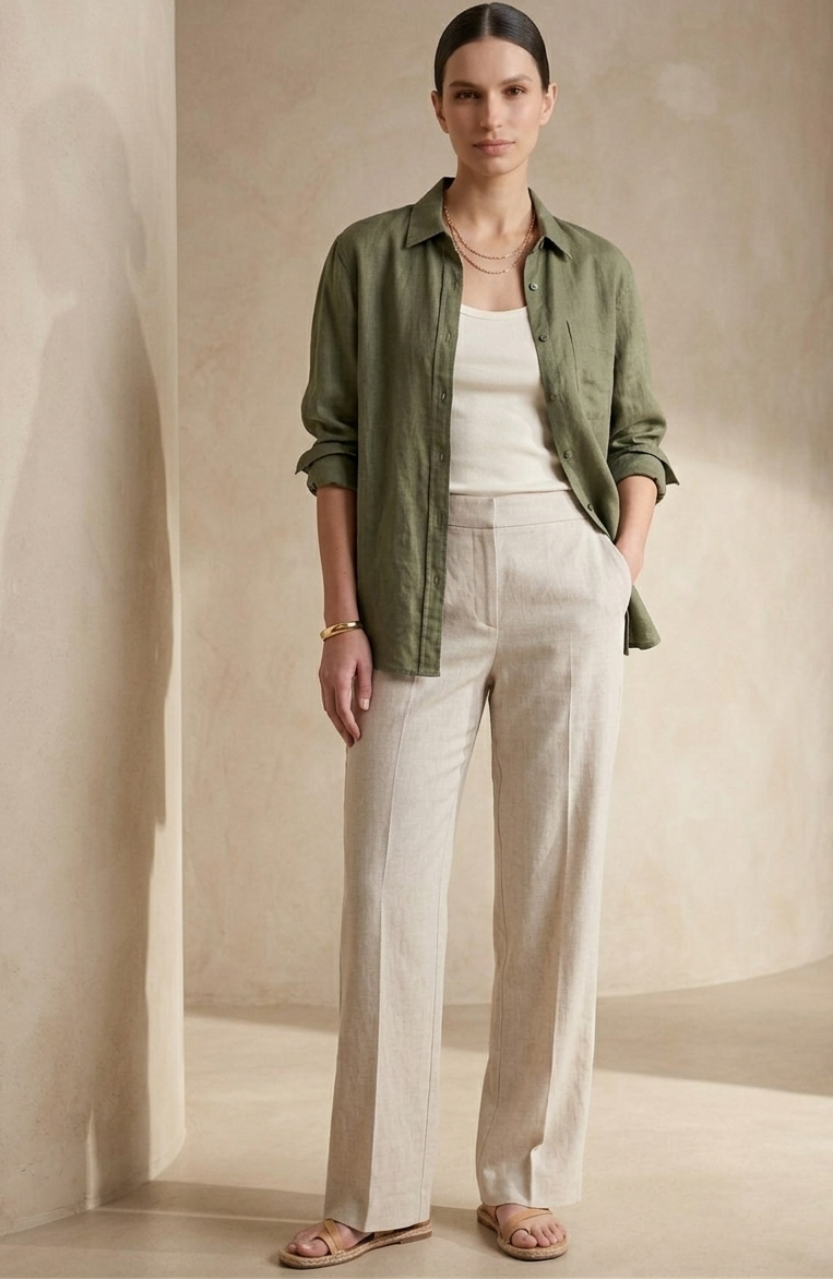 Cielera Classic Relaxed-Fit Linen Button-Down Shirt