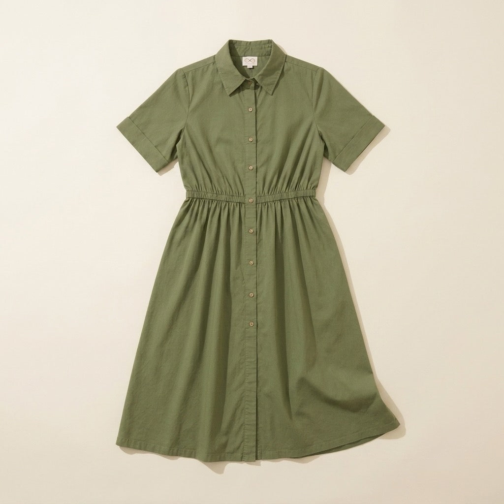 Cielera Cotton Short Sleeve Button Up Shirt Dress