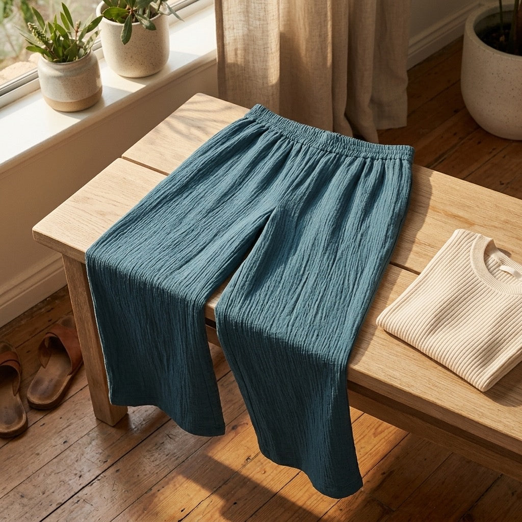 Cielera Crinkle Gauze Wide Leg Pants