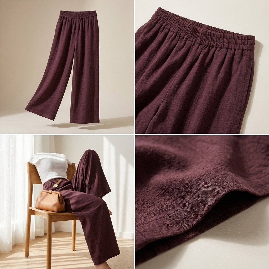 Cielera Crinkle Gauze Wide Leg Pants