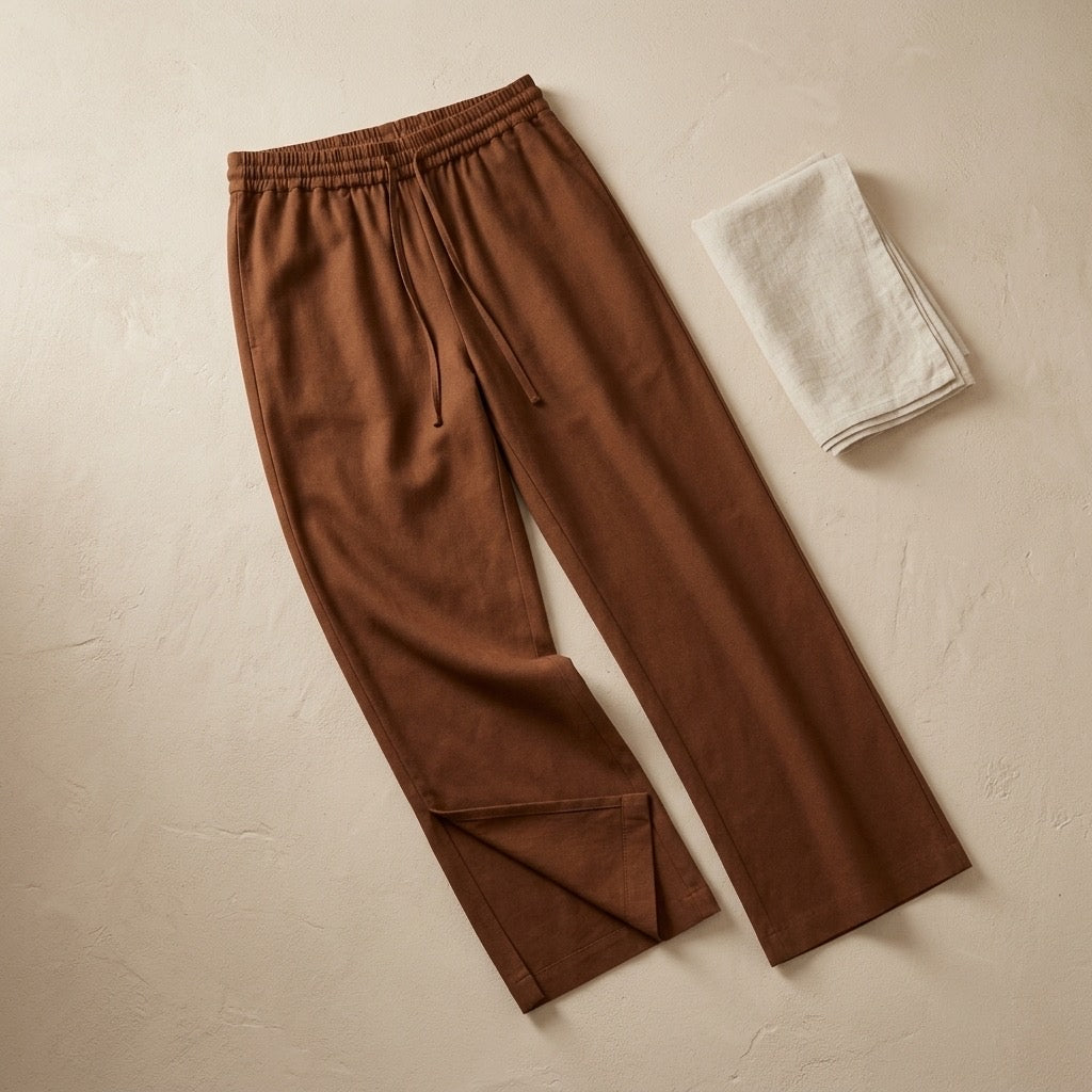 Cielera Cotton Viscose Drawstring Straight Leg Pants