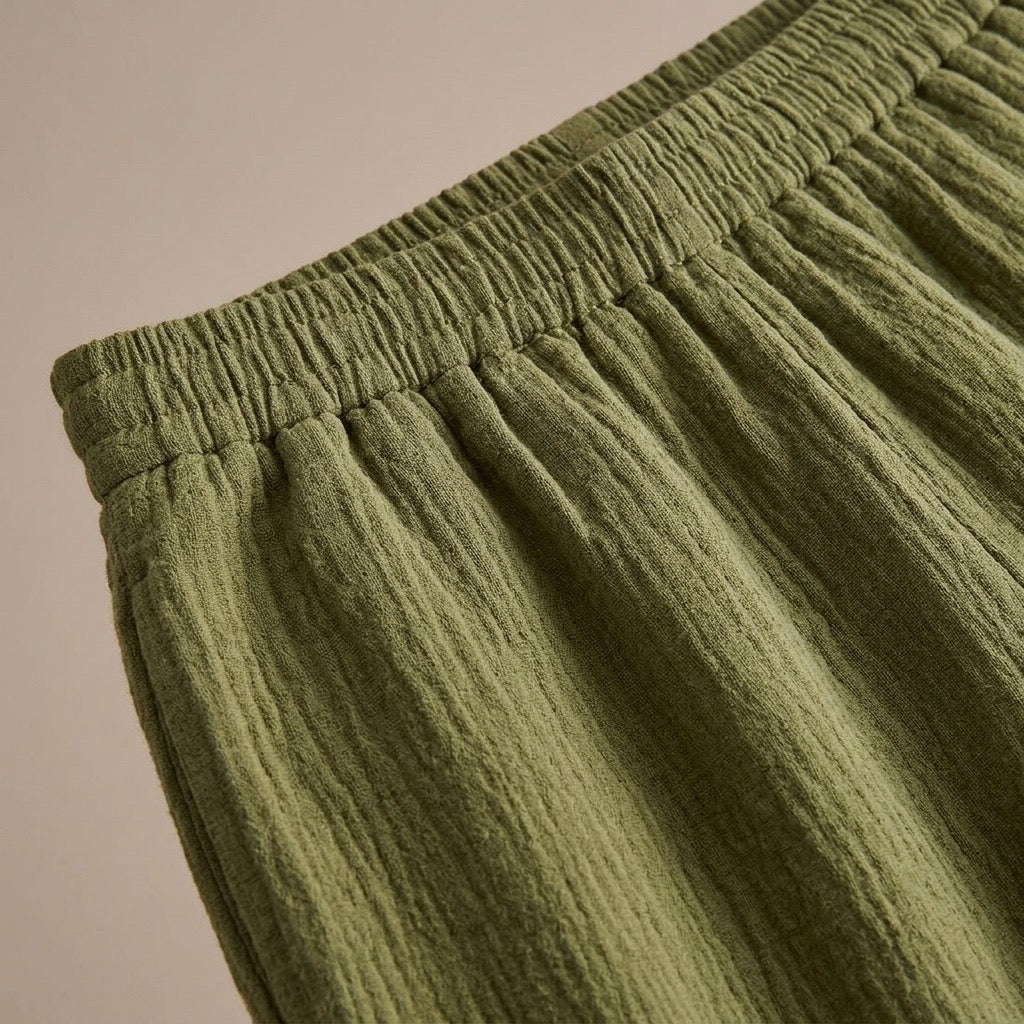 Cielera  Cotton Crinkle Gauze Wide Leg Pants
